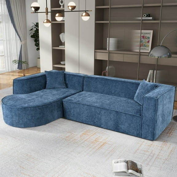 Home Modern Sectional Sofa, Elegant Curved Design L-shaped Sectional Corner Sofa Set, Corner Sofa Set With 2 Pillows For Living Room, Apartment, Home Office