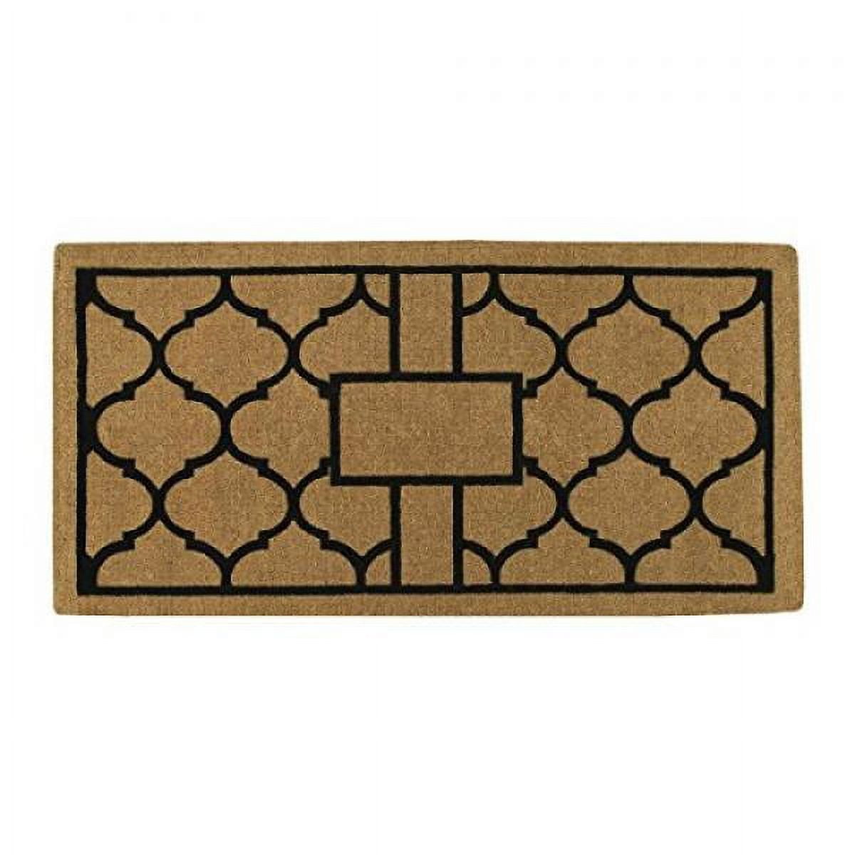 Extra-Thick Natural Coir Doormat with Black Geometric Design