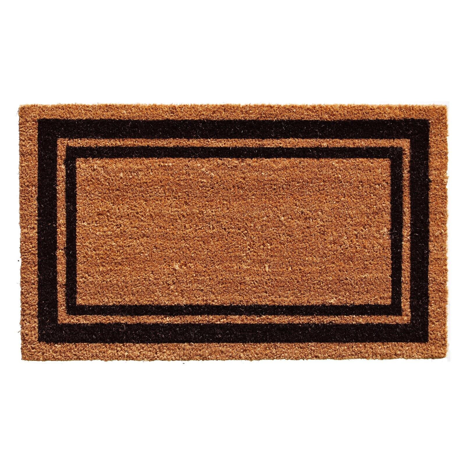 Bright Modern Coir Entryway Doormat in Black, 18" x 30"