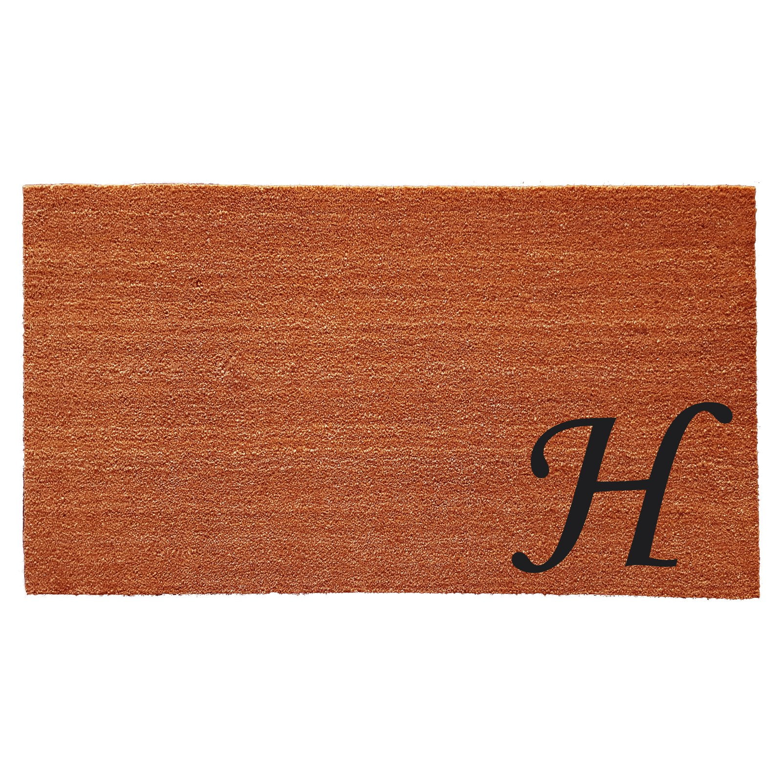 Natural Coir Monogrammed Outdoor Doormat with Black Lettering