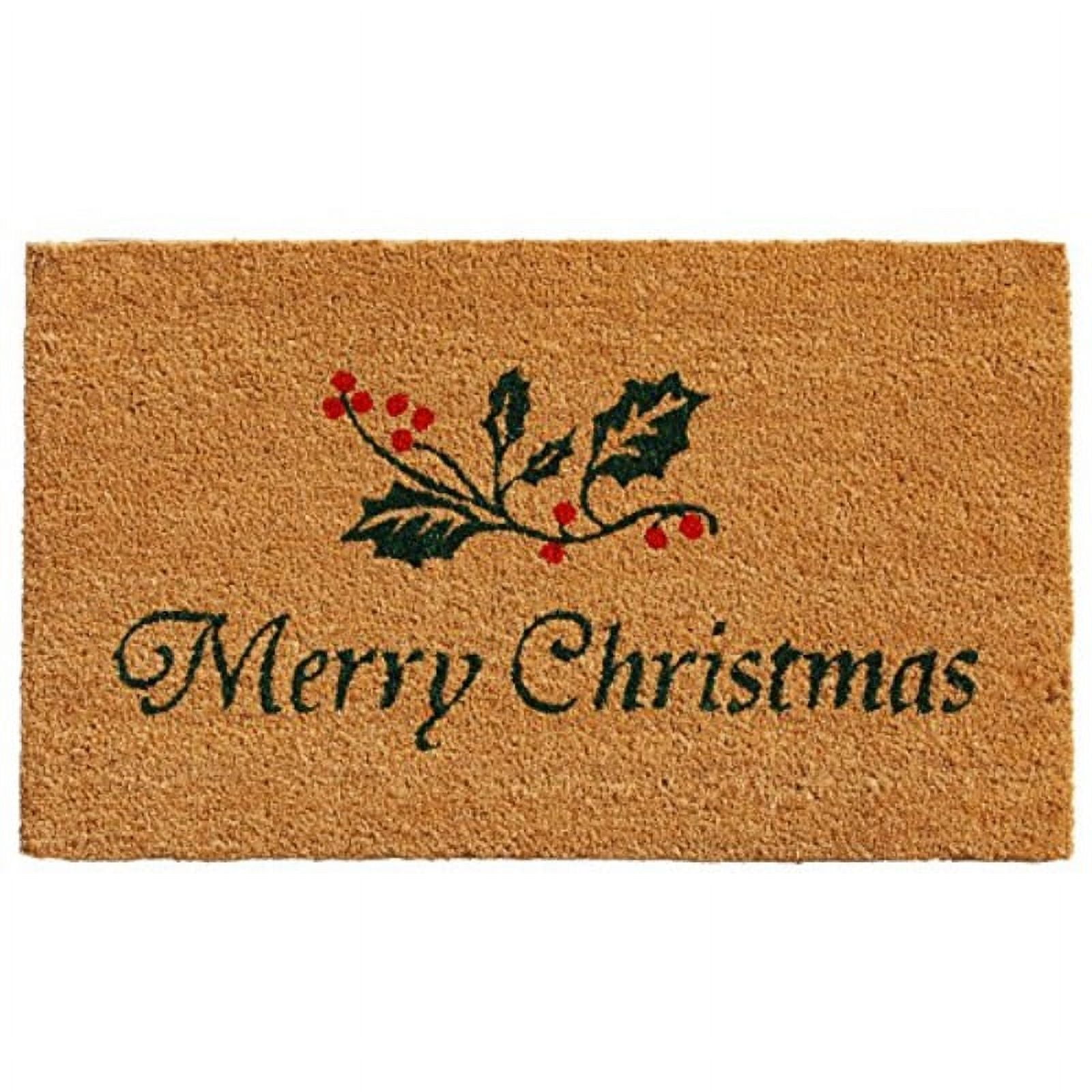 Merry Christmas Natural Coir Outdoor Doormat