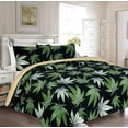 thumbnail image 1 of Home Must Haves Black, Green Microfiber Reversible Bed Blankets, King, (3 Pieces), 1 of 9
