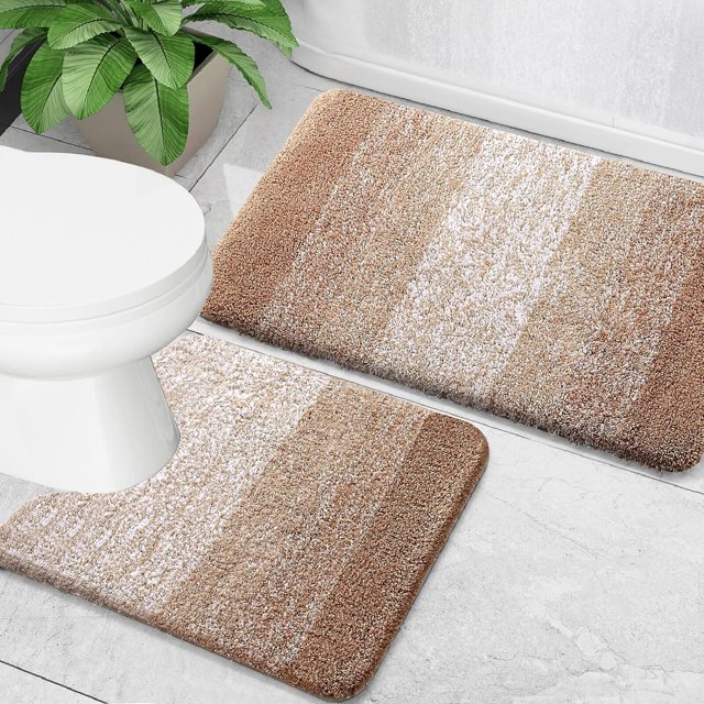 Home Must Haves Brown Large 2 Piece Ombre Microfiber Soft Thick Plush