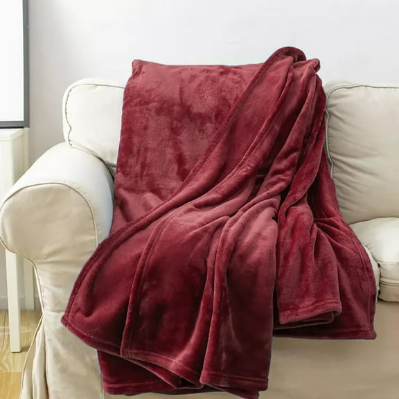 Home Must Haves Burgundy Super Soft Warm Plush Microfiber Unisex Adults & Teens Throw Bed Blanket