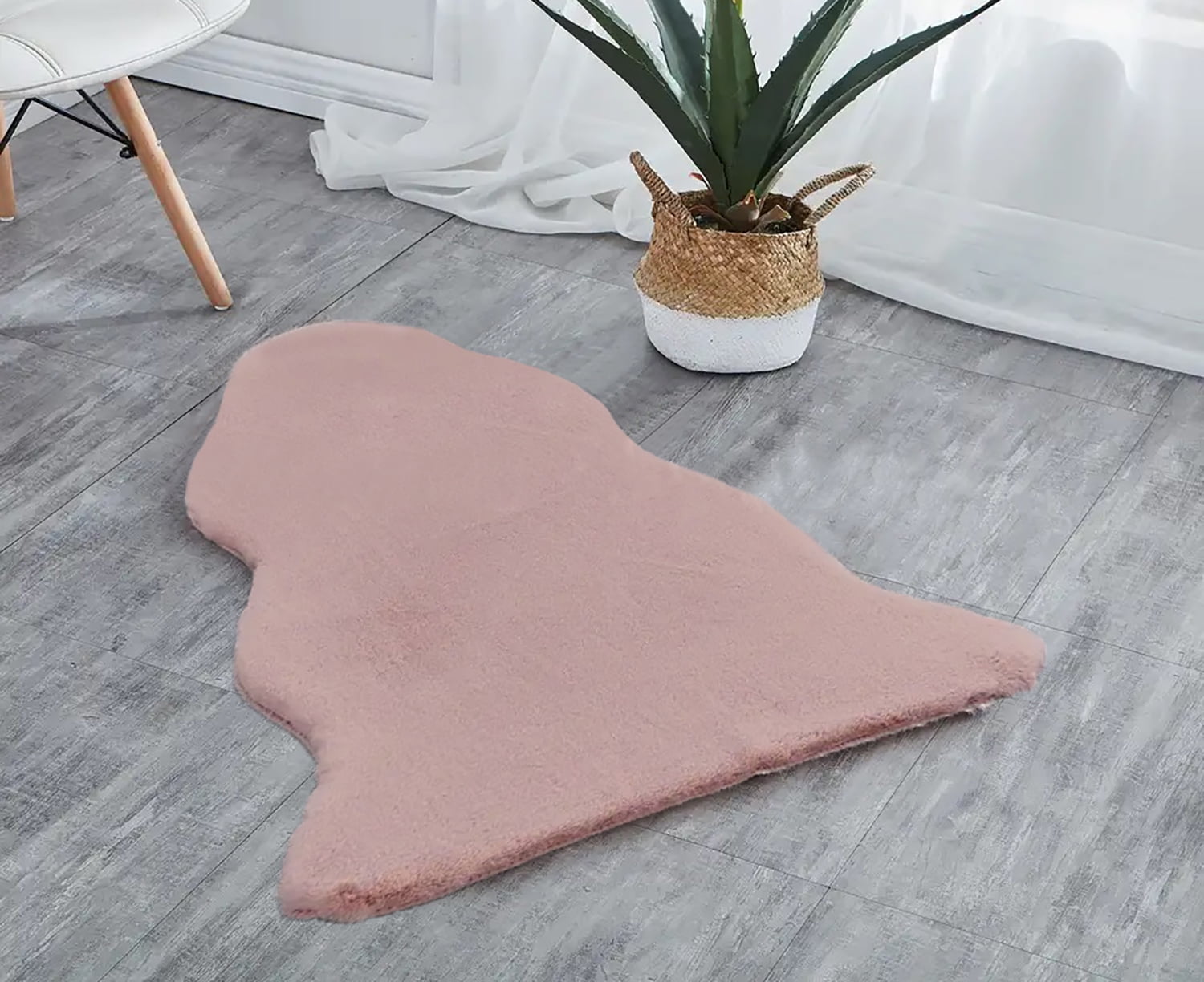 Home Must Haves Dusty Rose 2x3 Feet Faux Rabbit Fur Fuzzy Soft Fluffy Plush Cozy Shaggy Area Rug