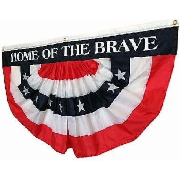 Home Of The Brave Bunting Flag - Large 3 ft by 6 ft, President's Day, Memorial Day, 4th of July, USA, Christmas