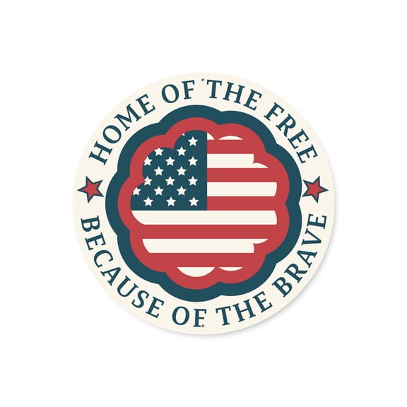 Home Of The Free Because Of The Brave Aluminum Metal Decor Sign - 12" Round
