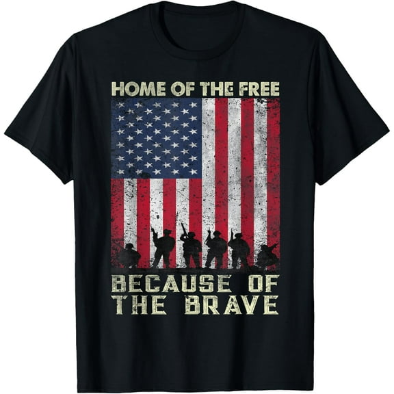 Home Of The Free Because Of The Brave American Flag T-Shirt100% cotton