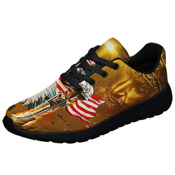 Home Of The Free Because Of The Brave Jesus Patriotism Shoes Sneakers Black Size 3.5