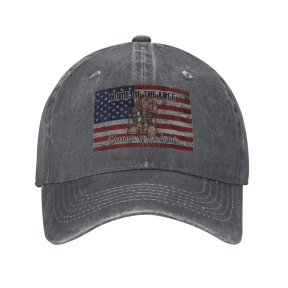 Home Of The Free Because Of The Brave Unisex Adult Washed Denim Cotton Sport Outdoor Baseball Cap Adjustable Cowboy Baseball Hat