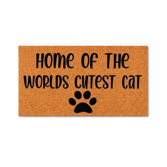 Home Of The Worlds Cutest Cat Doormat, Coir Welcome Mat, Farmhouse Entry Rug, Cat Paw Print, Housewarming Gift 3175 (16x24 inches) 3175