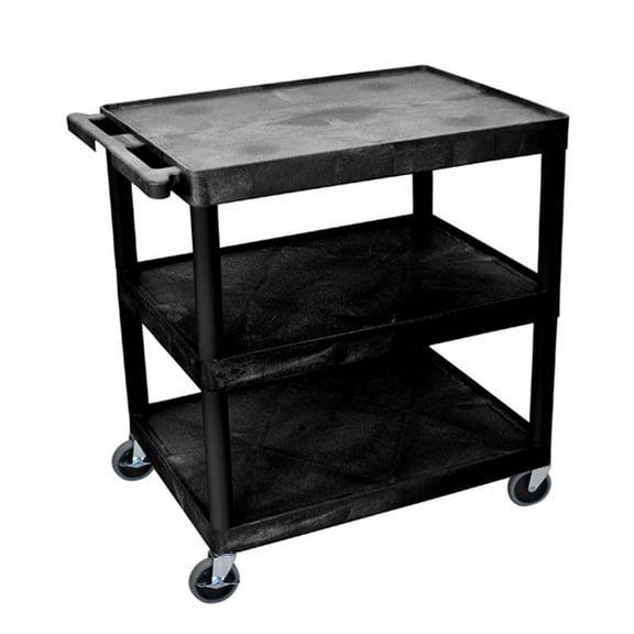 Home Office 3 Shelf Structural Foam Plastic Utility Cart - Black