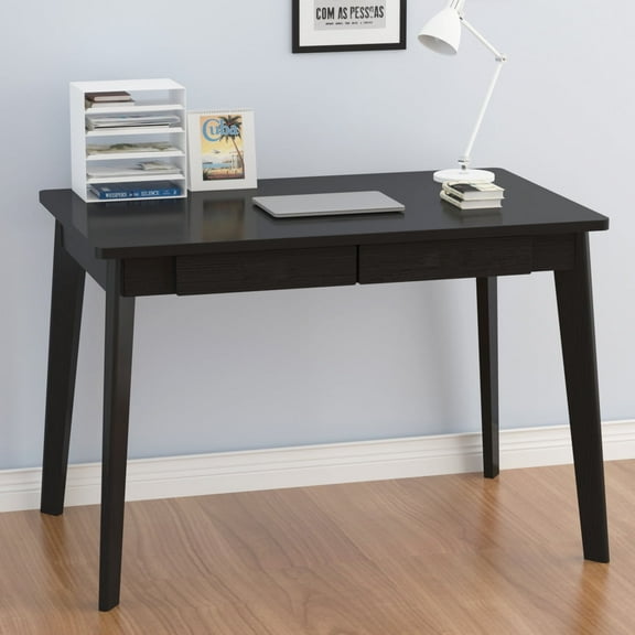 KULAGAGA Home Office 39.4"*21.7" Study Writing Table, PC Computer Desk Workstation with 2 Drawer, Black