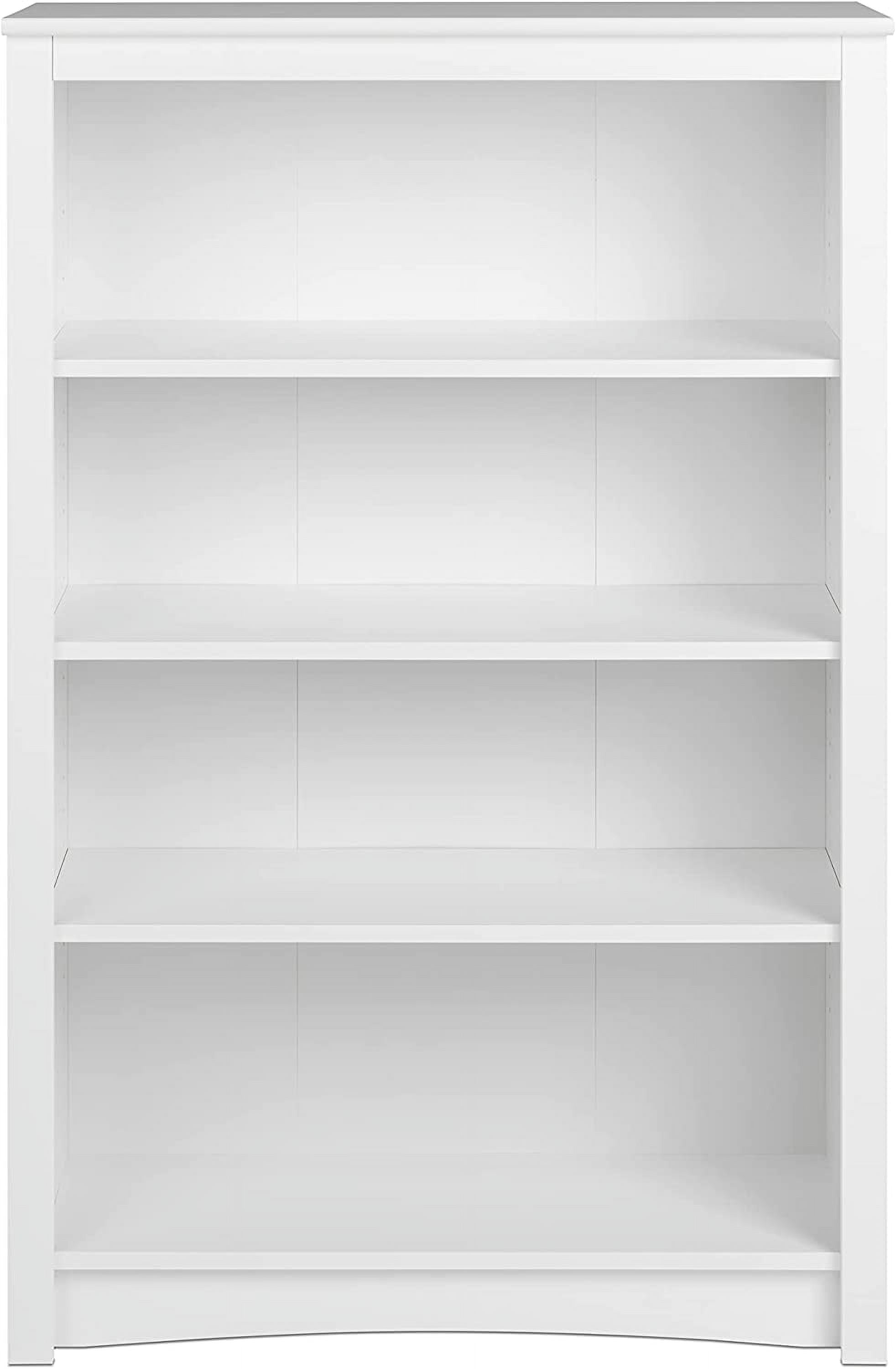 Transitional White Lacquered 4-Shelf Adjustable Bookcase