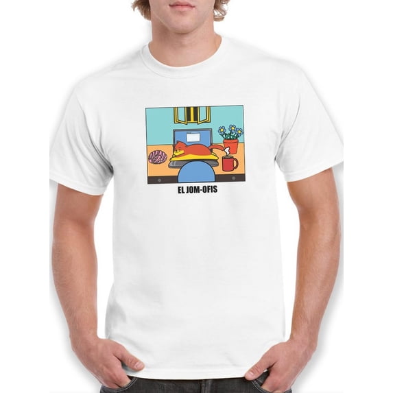 Home Office Cat T-Shirt Men -Smartprints Designs, Male XX-Large