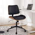 thumbnail image 1 of Home Office Chair, Armless Desk Chair with Wheels, Adjustable Height and 360° Swivel, Modern PU Leather Mid Back Computer Chair, Office Chair for Living Room Bedroom Office, Black, 1 of 8