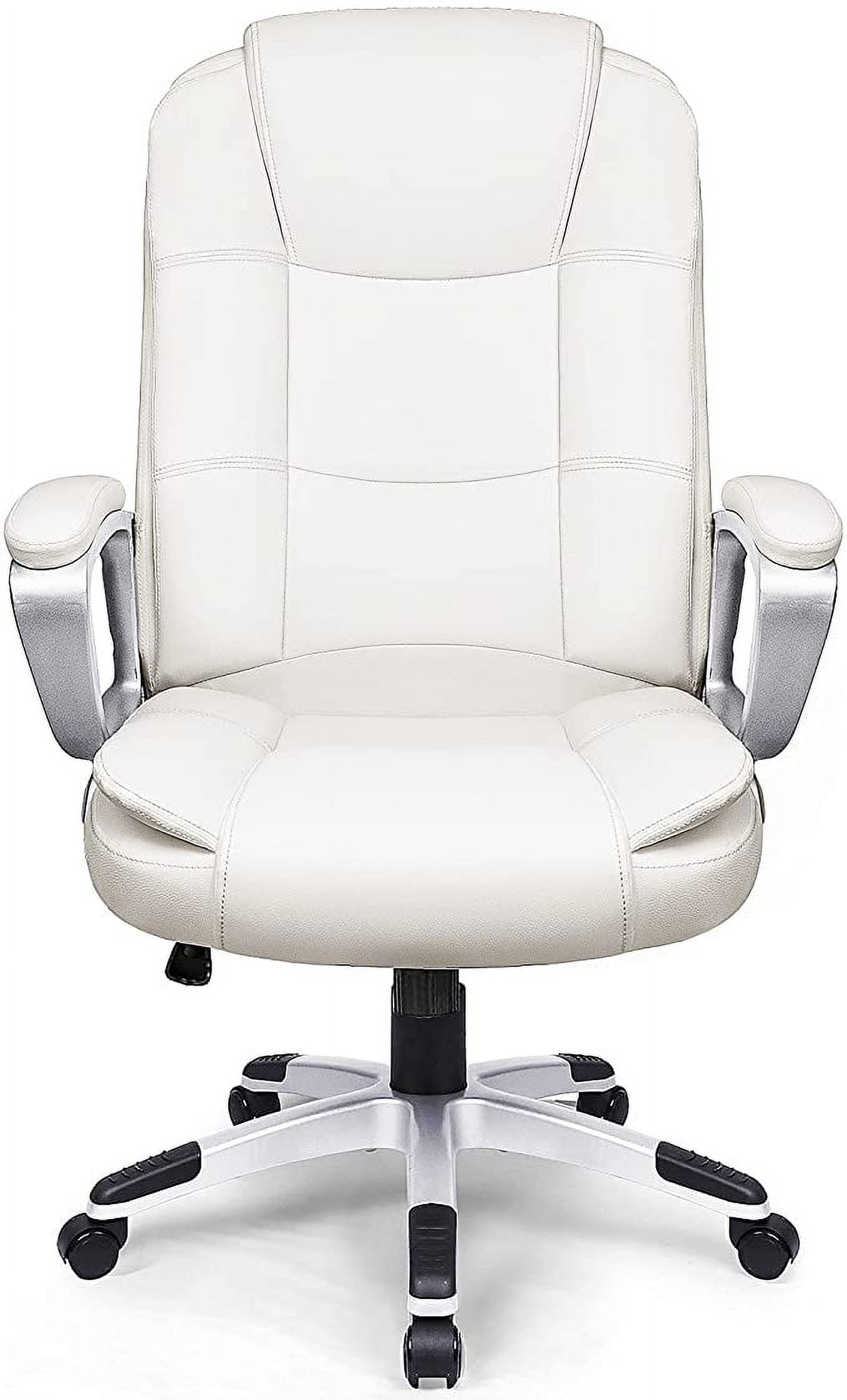Home Office Chair, Comfortable Heavy Duty Design, Ergonomic High Back Cushion Lumbar Back Support, Computer Desk Chair, Big and Tall Chair, Adjustable Executive Leather Chair with Arms (White) - image 1 of 7