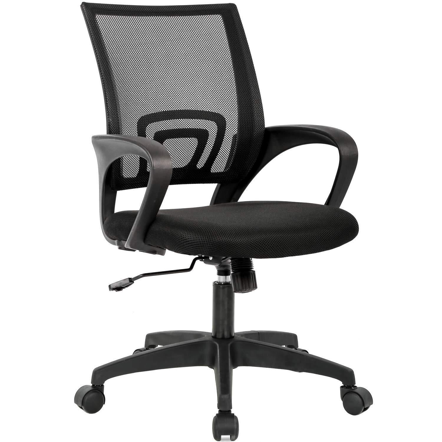 Black Mesh Ergonomic Executive Swivel Office Chair with Fixed Arms
