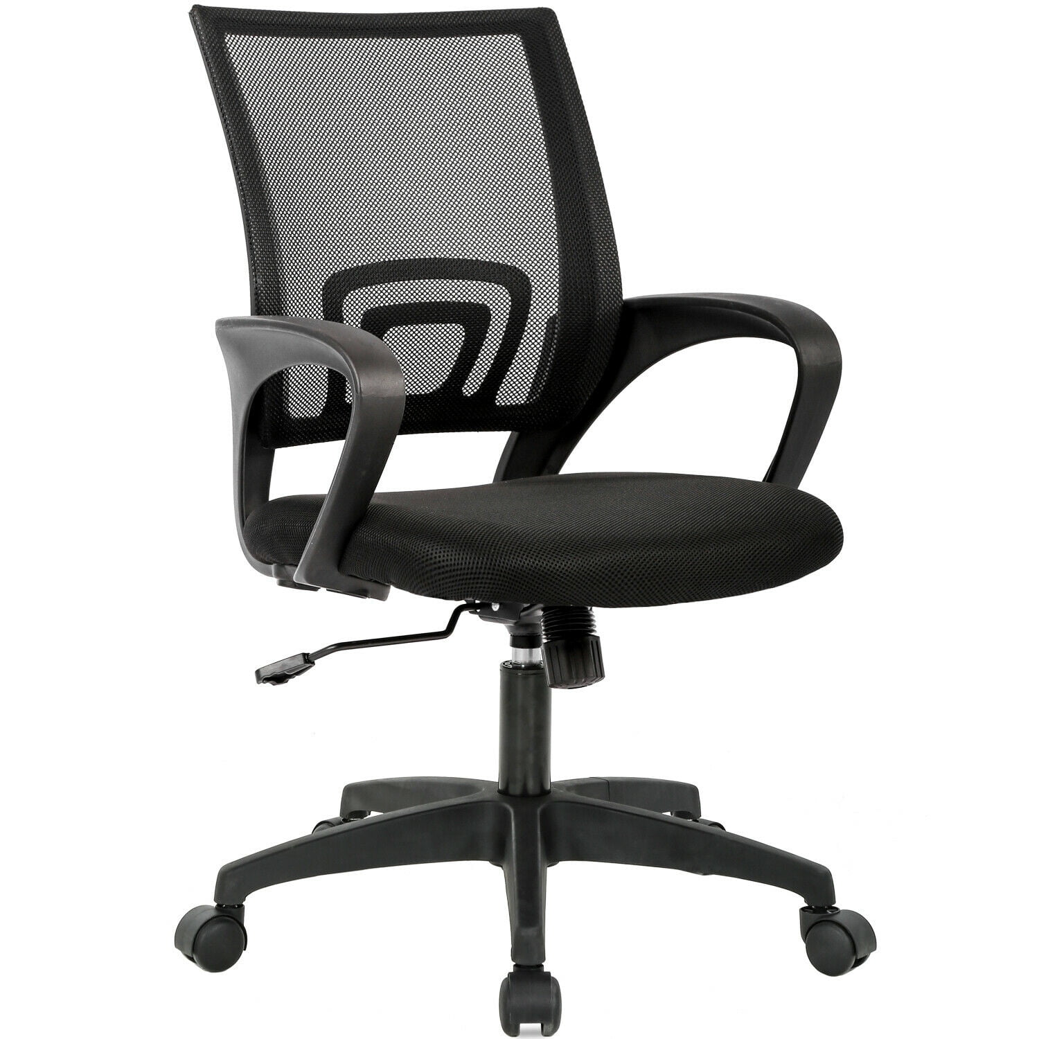 Black Mesh Ergonomic Executive Swivel Office Chair with Fixed Arms