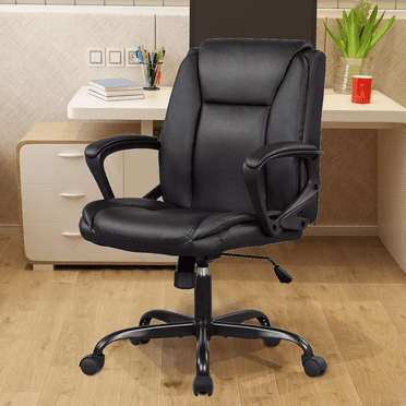 Home Office Chair Ergonomic Desk Chair PU Leather Task Chair Executive Rolling Black