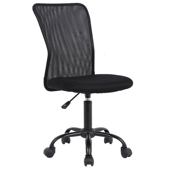 Home Office Chair Mesh Desk Chair Armless Computer Chair Ergonomic Adjustable Modern Chair with Lumbar Support, Black
