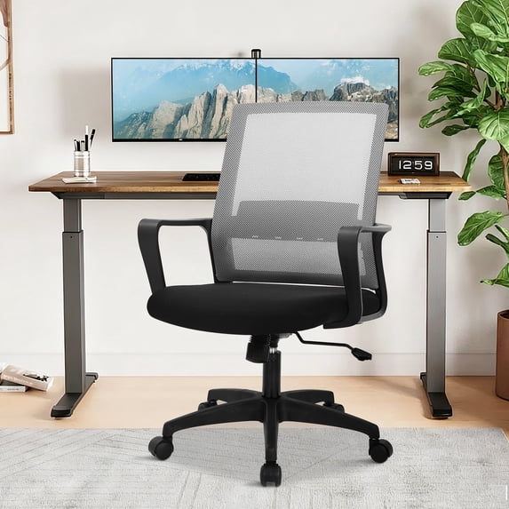 Home Office Chair Mesh Office Chair Desk Chair Task Chair Computer Chair Rolling Chair with Arms for Home Office, Grey
