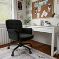 thumbnail image 1 of Home Office Chair Mid-Back Upholstered Tufted Computer Task Chair Height Adjustable Swivel Accent Chair Black, 1 of 7