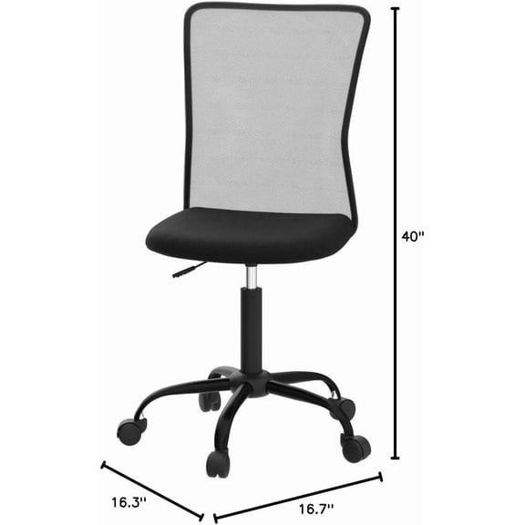 Home Office Chair No Arms Small Desk Chair Mid Back Mesh Basic Computer Chair Height Adjustable Swivel for Students Black