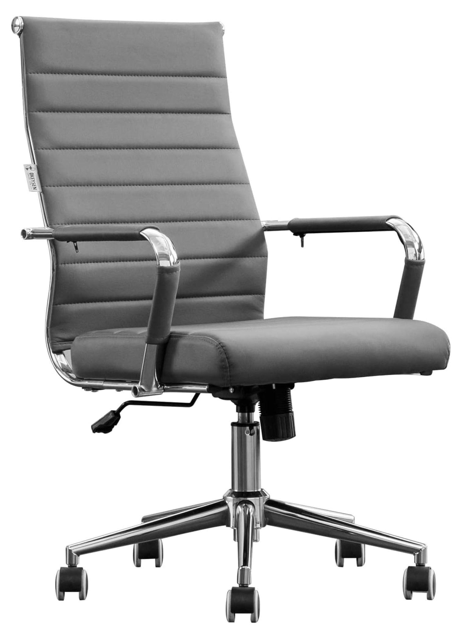 Home Office Chair Ribbed, Modern Leather Conference Room Chairs