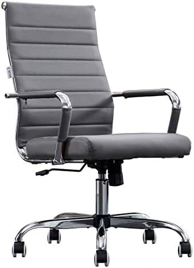 Home Office Chair Ribbed Modern Leather Conference Room Chairs ...