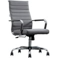 thumbnail image 1 of Home Office Chair Ribbed, Modern Leather Conference Room Chairs, Ergonomic Office Desk Chair, High Back Executive Computer Chair, Adjustable Swivel Chair with Arms (Grey), 1 of 16