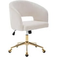 thumbnail image 1 of Home Office Chair Swivel Corduroy Fabric Desk Chair Accent Armchair Upholstered Modern Tufted Chairs with Gold Base for Girls Women Ergonomic Study Seat Computer Task Stools for Living Room(Beige), 1 of 19