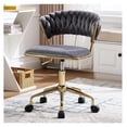 thumbnail image 1 of Home Office Chair, Upholstered Task Chair with Woven Open Back, 360° Swivel Desk Chair with Wheels, Adjustable Vanity Chair, Computer Chair for Office, Studio (Grey), 1 of 7