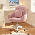 thumbnail image 1 of Home Office Chair Velvet Vanity Chairs Cute Makeup Desk Chair with Wheels Mid Back Computer Chairs Height Adjustable Small Swivel Rolling Task Chair, 1 of 12