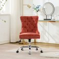thumbnail image 1 of Home Office Chair with Wheels & Silver Base,Cute Chenille Fabric Makeup Vanity Chair with Tufted Back for Bedroom,Upholstered Adjustable Swivel Comfy Desk Chair for Girls Women,Orange, 1 of 8