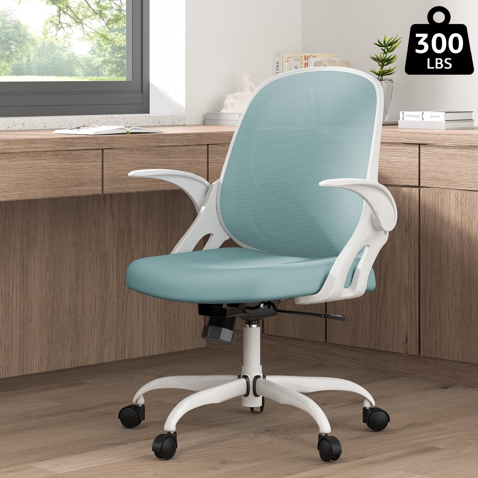 Office Chair Ergonomic Home Desk Chair with Adjustable Armrests Mesh Computer  Chair, Blue 