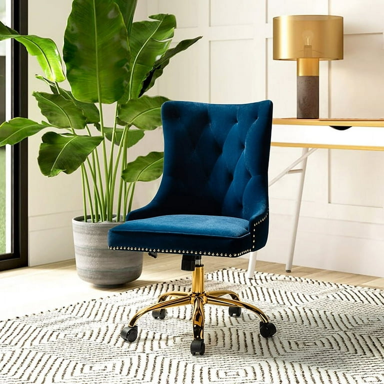 Home Office Velvet Upholstered Wingback Swivel Chair with - Main Image