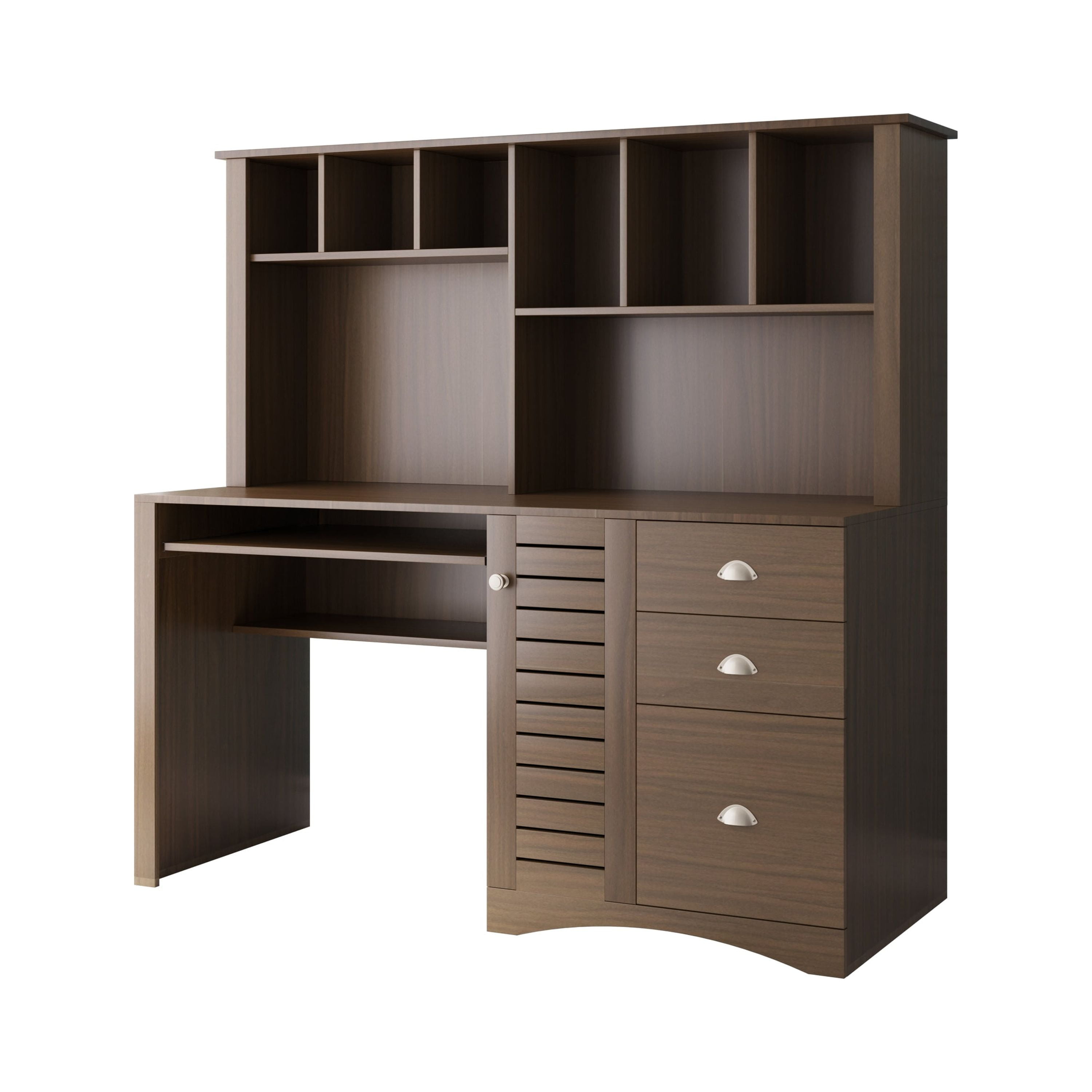 Dark brown desk with hutch deals