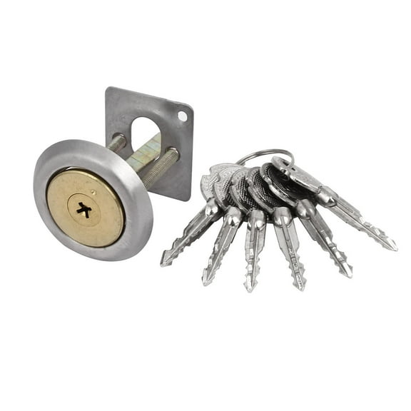 Home Office Deadbolt Rim Cylinder Cross Keyway Door Night Latch Lock Brass Tone