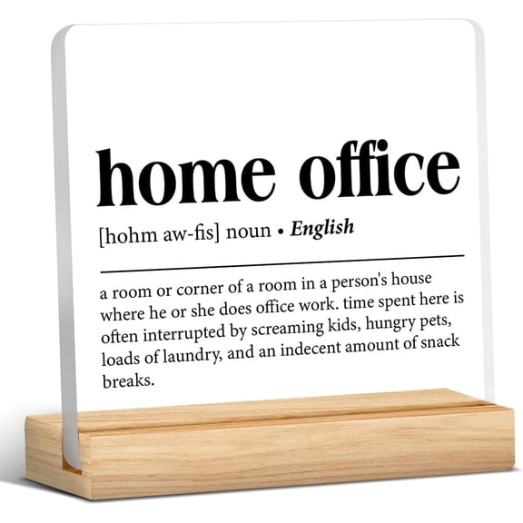 Home Office Decor Home Office Definition Clear Desk Decorative Signs Home Office Acrylic Sign with Wooden Stand Office Desk Decor 4x4 Inch