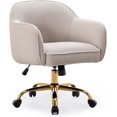 thumbnail image 1 of Home Office Desk Chair with Arms Gold Wheels Modern Velvet Upholstered Rolling Computer Chair Mid-Back Ergonomic Adjustable Swivel Vanity Chair for Bedroom Study Office, Beige,Corduroy, 1 of 6