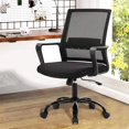thumbnail image 1 of Home Office Desk Chair Mesh Computer Chair Adjustable Mid-Back Office Chair Back Support Rolling Swivel Task Chair with Arms and Lumbar Support for Adults, Black, 1 of 7