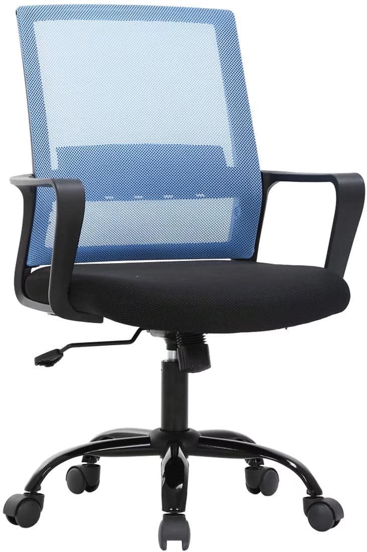 Blue Mesh Swivel Executive Office Chair with Fixed Arms