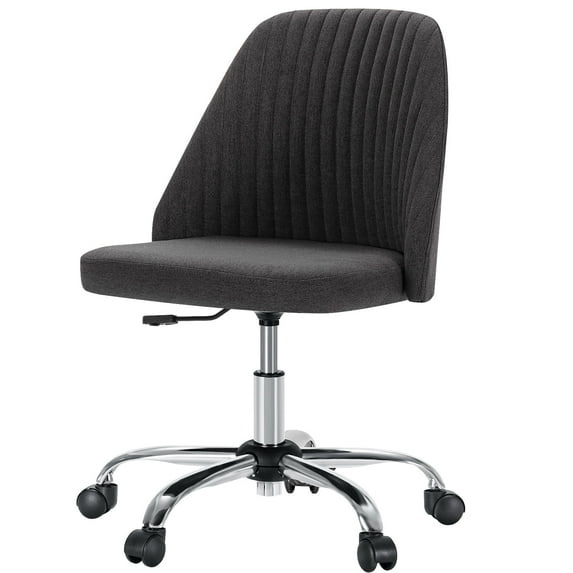 Home Office Desk Chair, Mid Back Task Chair Armless Computer Chair Height Adjustable Contemporary Swivel Chair, Dark Grey