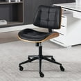 thumbnail image 1 of Home Office Desk Chair with Wheels, Adjustable Height Armless Office Chair, PU Leather Mid Back 360° Small Computer Chair, Modern Walnut Chair No Arms for Office, Reading Meeting Room(Black), 1 of 8