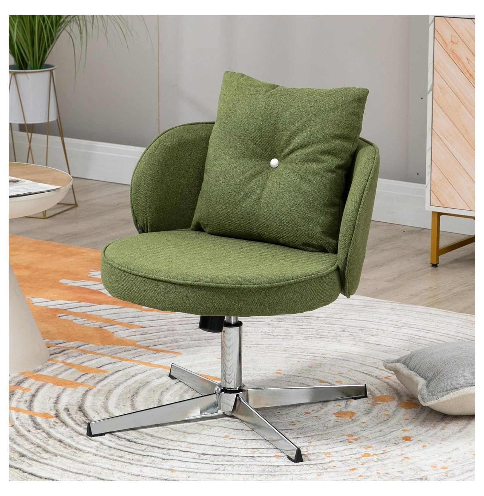 Home Office Desk Chair No Wheels, Cute Armless Desk Chair with Pillow ...