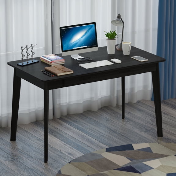 Home Office Desk Computer Desk, Writing Table with Drawers Study Workstation, Dark Brown, 47.2"*21.7"