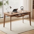 thumbnail image 1 of Home Office Desk Computer Desk, Writing Table with Drawers Study Workstation, Walnut, 39.4"*21.7", 1 of 7