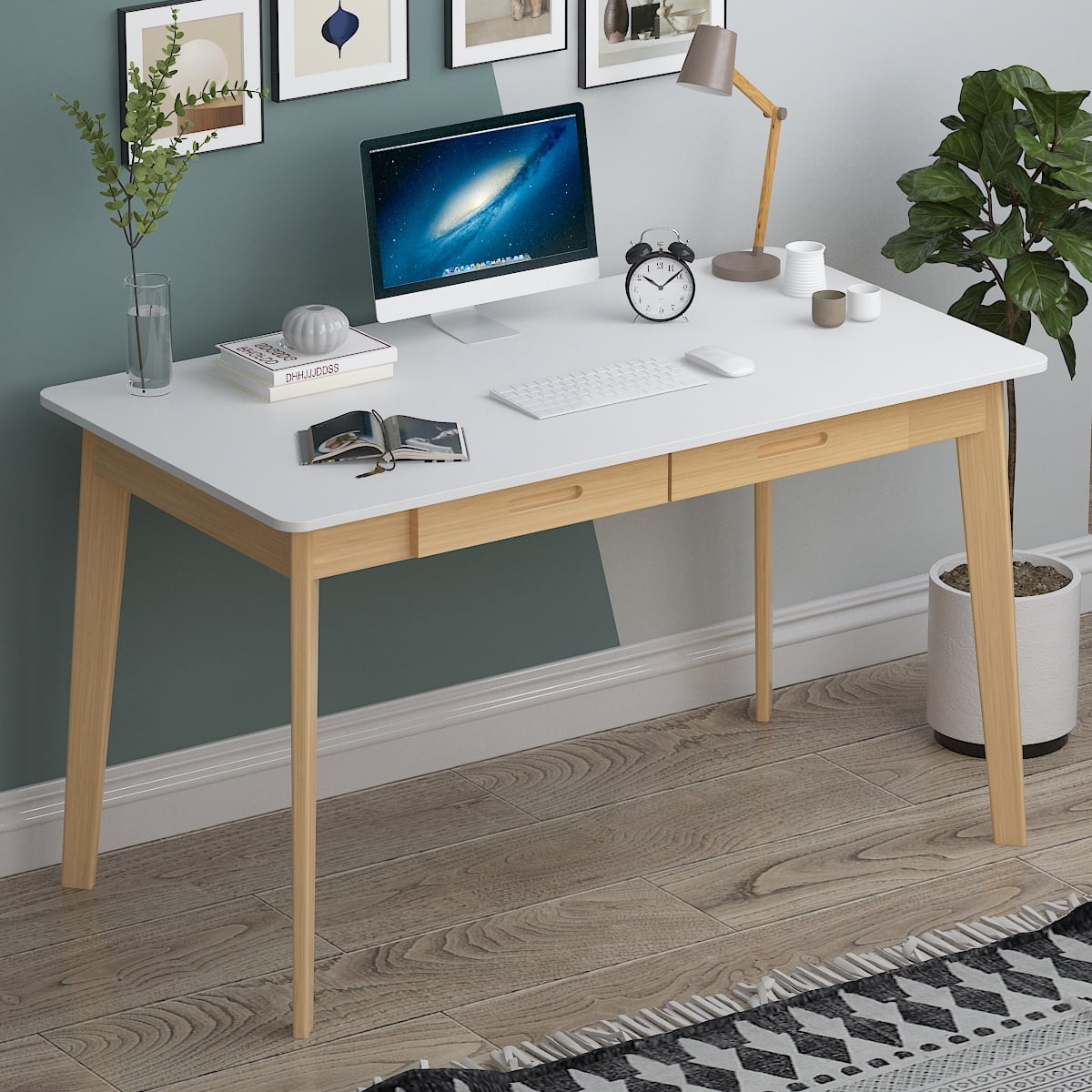 Home Office Desk Computer Desk, Writing Table with Drawers Study ...