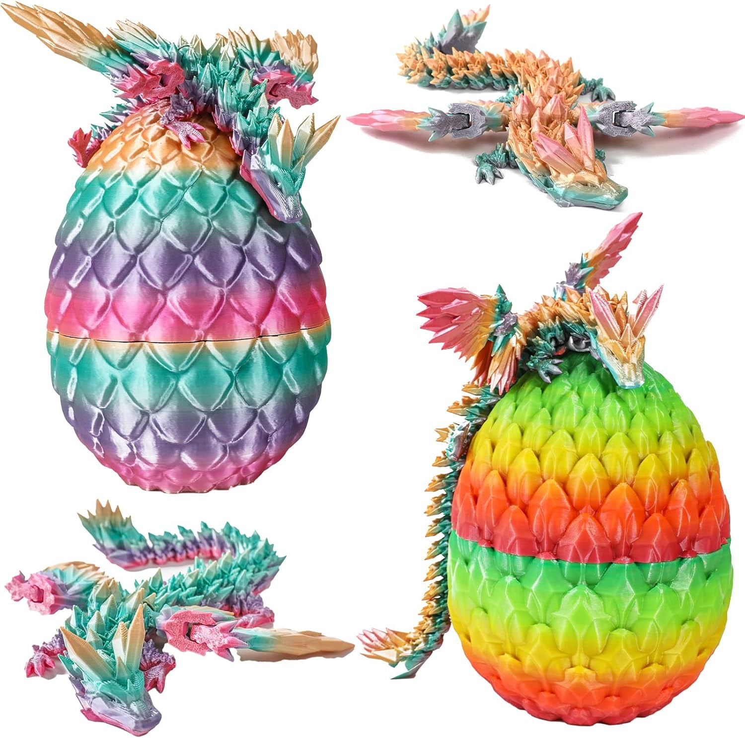 Home Office Desk Decor3D Printed Dragon Egg Crystal 3D Dragon Fidget Toys for Adult Articulated Dragon Egg Surprise Dragon Gifts,2pcs